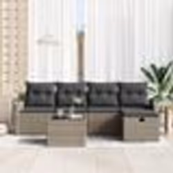 Ensemble de canapés de jardin de 6 pièces avec coussins Gris Poly Rattan