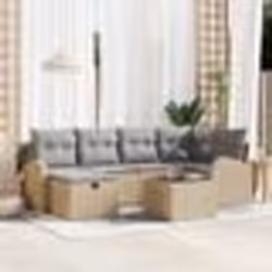 Canapés de jardin 7 pièces avec coussins Beige Rattan synthétique
