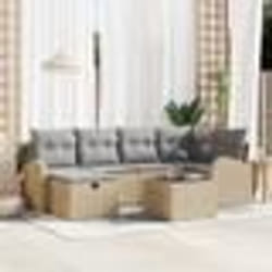 Canapés de jardin 7 pièces avec coussins Beige Rattan synthétique
