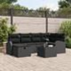 Ensemble de Canapé de Jardin 7 pièces avec Coussins en Poly Rattan Noir