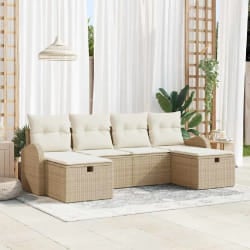 vidaXL Ensemble de canapé de jardin 6 pcs Beige Poly rotin