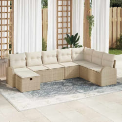 vidaXL Ensemble de canapé de jardin 8 pcs Beige Poly rotin