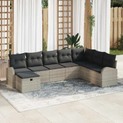 vidaXL Ensemble de canapé de jardin 8 pcs Gris clair Poly rotin