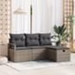 Ensemble de canapés de jardin 4 pièces avec coussins gris poly rattan