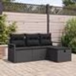 vidaXL Ensemble de Canapés de Jardin 4 Pièces avec Coussins en Rotin Noir