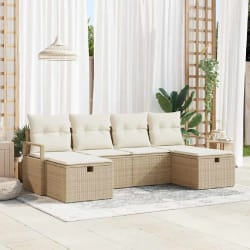 vidaXL Ensemble de canapé de jardin 6 pcs Beige Poly rotin