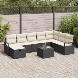 vidaXL Ensemble de canapé de jardin 8 pcs Noir Poly rotin