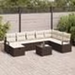 vidaXL Ensemble de canapé de jardin 9 pièces en poly rattan avec des coussins marron.