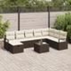 vidaXL Ensemble de canapé de jardin 9 pièces en poly rattan avec des coussins marron.