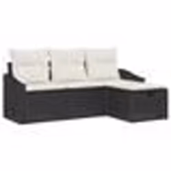 vidaXL Ensemble de Canapé de Jardin 4 Pièces avec Coussins Noir Rotin Poly