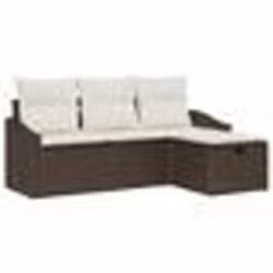 vidaXL Ensemble de Canapé de Jardin 4 Pièces avec Coussins Marron en Rotin Synthétique