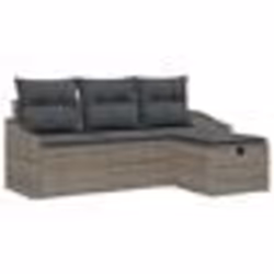 vidaXL Ensemble de canapés de jardin 4 pièces avec coussins Gris Poly Rotin