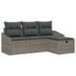vidaXL Ensemble de canapés de jardin 4 pièces avec coussins Gris Poly Rotin