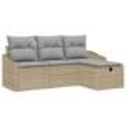vidaXL Ensemble de canapés de jardin 4 pièces avec coussins Beige Poly Rotin