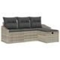 vidaXL Ensemble de canapés de jardin 4 pièces avec coussins gris clair en poly rattan