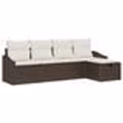 vidaXL Ensemble de canapé de jardin 5 pièces avec coussins Brown Poly Rattan