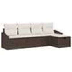 vidaXL Ensemble de canapé de jardin 5 pièces avec coussins Brown Poly Rattan