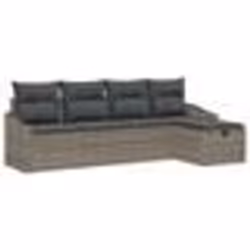 vidaXL Ensemble de canapés de jardin 5 pièces avec coussins Gris Poly Rotin