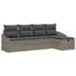 vidaXL Ensemble de canapés de jardin 5 pièces avec coussins Gris Poly Rotin