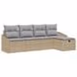 vidaXL Ensemble de canapé de jardin 5 pièces avec coussins beige en poly rattan