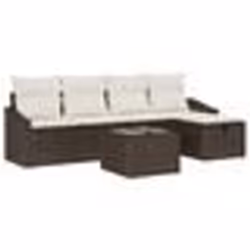 vidaXL Ensemble de canapé de jardin 6 pièces avec coussins marron en poly rattan