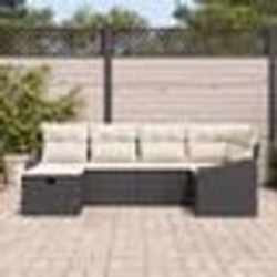 vidaXL Ensemble de Canapé de Jardin de 6 pièces avec Coussins Noir Poly Rattan