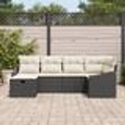 vidaXL Ensemble de Canapé de Jardin de 6 pièces avec Coussins Noir Poly Rattan