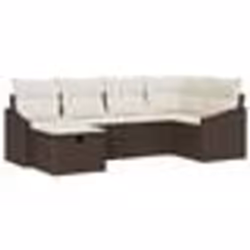 vidaXL Ensemble de Canapés de Jardin de 6 Pièces avec Coussins Marron en Poly Rotin