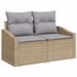 vidaXL Ensemble de canapé de jardin 6 pièces avec coussins Beige Rattan Poly
