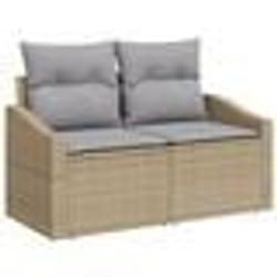 vidaXL Ensemble de canapé de jardin 6 pièces avec coussins Beige Rattan Poly