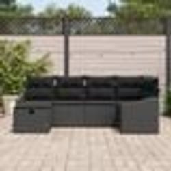 vidaXL Ensemble de 6 Canapés de Jardin avec Coussins Noir Rattan Poly