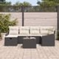 vidaXL Ensemble de 7 Canapés de Jardin avec Coussins Noir Rotin Poly