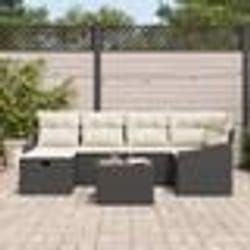 vidaXL Ensemble de 7 Canapés de Jardin avec Coussins Noir Rotin Poly