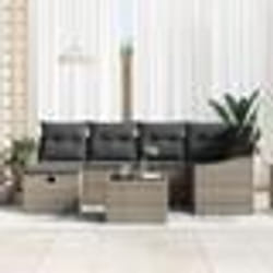 vidaXL Ensemble de canapés de jardin 7 pièces avec coussins gris en rotin synthétique