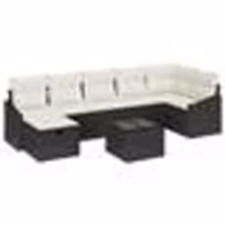 vidaXL Set de canapé de jardin 8 pièces avec coussins en rotin poly noir