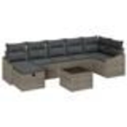 vidaXL Ensemble de canapés de jardin 8 pièces avec coussins Rattan synthétique gris
