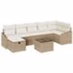 vidaXL Ensemble de canapé de jardin 8 pièces avec coussins Beige Rattan en polyéthylène