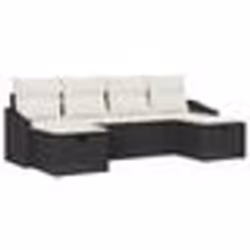vidaXL Ensemble de Canapé de Jardin 6 Pièces avec Coussins Noir Rotin Synthétique