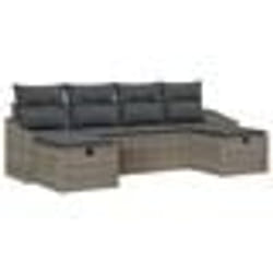 vidaXL Ensemble de canapés de jardin 6 pièces avec coussins gris poly rotin