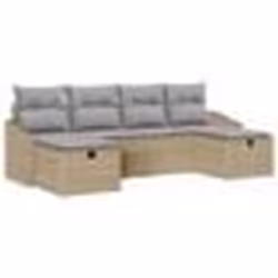 vidaXL Ensemble de canapé de jardin 6 pièces avec coussins Beige Poly Rotin
