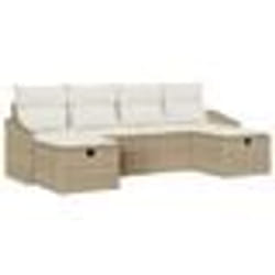 vidaXL Ensemble de canapé de jardin 6 pièces avec coussins beige en poly rotin