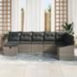 vidaXL Ensemble de Canapé de Jardin 8 Pièces avec Coussins Gris Poly Rattan