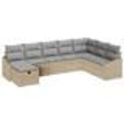 vidaXL Ensemble de canapé de jardin 8 pièces avec coussins beige poly rattan