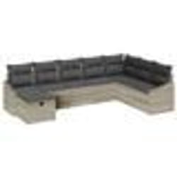 vidaXL Ensemble de Canapé de Jardin 8 pièces avec Coussins Gris Clair Poly Rattan