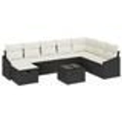 vidaXL Ensemble de Canapés de Jardin 9 pièces avec Coussins Noir Rattan Composite