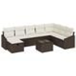 vidaXL Ensemble de Canapé de Jardin 9 Pièces avec Coussins Marron Rattan Synthétique