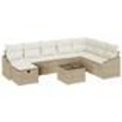 vidaXL Ensemble de canapé de jardin 9 pièces avec coussins Beige Poly Rotin