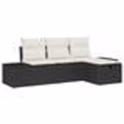 vidaXL Ensemble de Canapé de Jardin 4 pièces avec Coussins en Rotin Noir