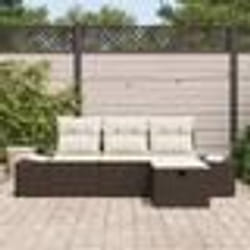 vidaXL Ensemble canapé jardin 4 pièces avec coussins en poly rotin marron