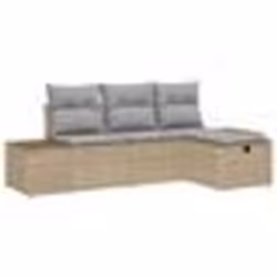 vidaXL Ensemble de Canapé de Jardin 4 Pièces avec Coussins Beige Poly Rotin